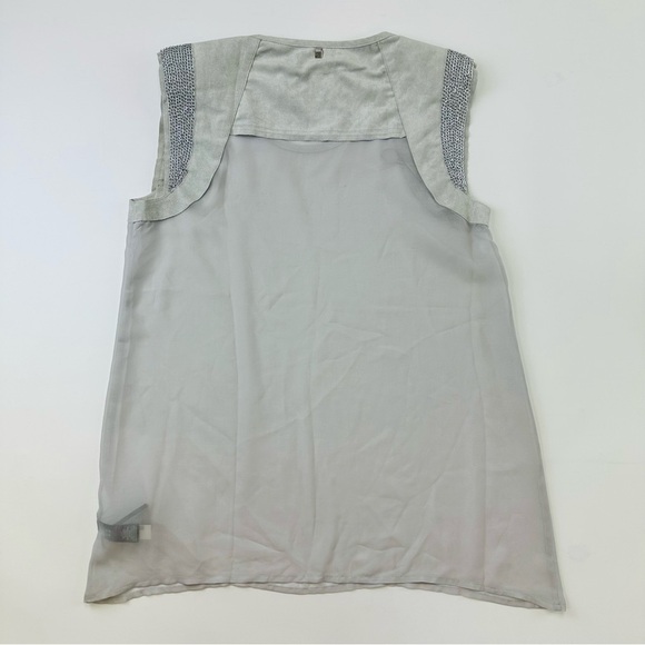 Rudsak Medina NWT soft grey sheer faux suede chain detail Sleeveless top Medium - Picture 11 of 12